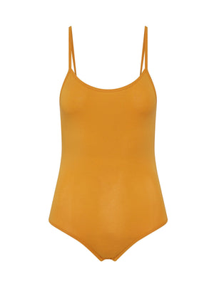 Kit Undergarments Organic Cotton Low Back Bodysuit in Sunflower, 93% organic cotton, 7% elastane jersey